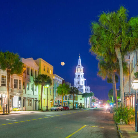 Broad Street Panorama in Charleston, South Carolina, USA Charleston