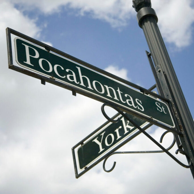 The intersection of York and Pocahontas in Williamsburg, Virginia Williamsburg